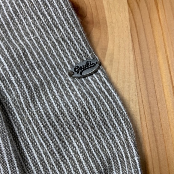 Goubi Cotton Linen Blend Tan White Stripe Lantern Crop Pants US Sz S - Picture 10 of 10